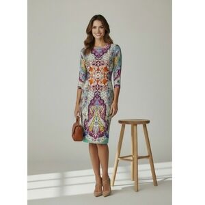 Etro Multicolor Paisley Print Silk Jersey Midi Dress IT 38 US 2